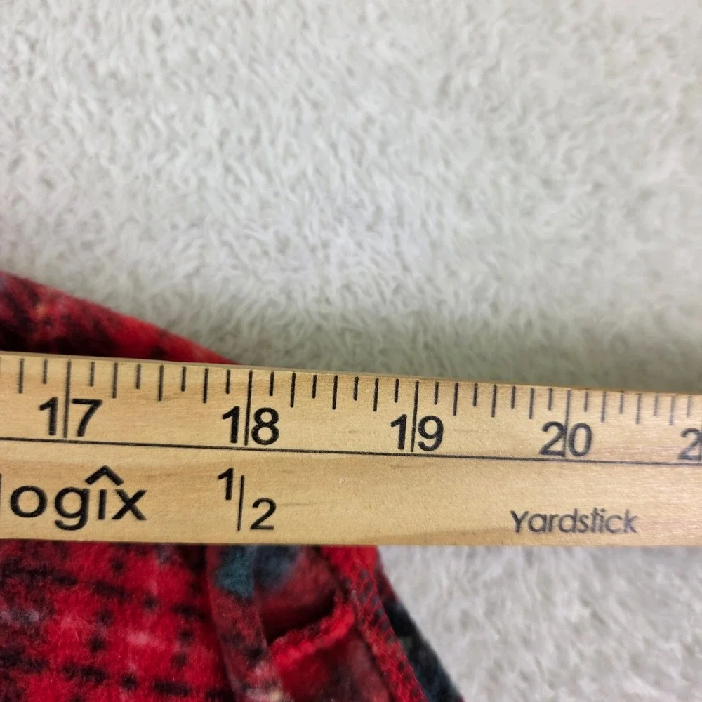 Red Black Plaid Fleece Dog Pajamas Medium Velcro Closure Holiday Pet Onesie